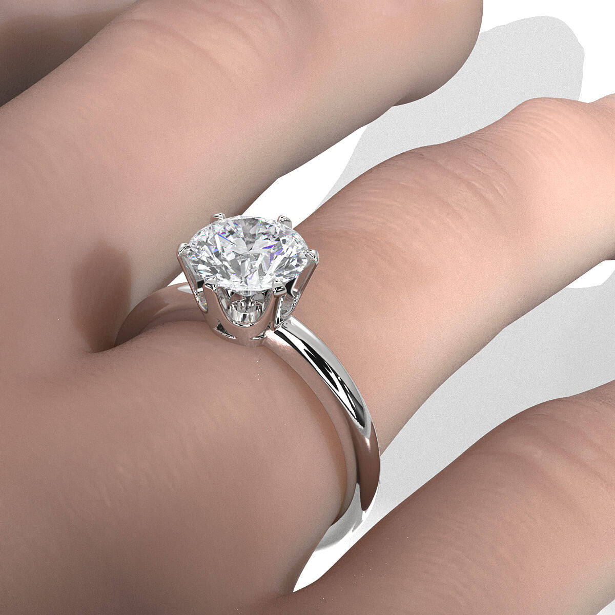 4g Lab Grown Round Diamond Engagement Solitaire 6 Prong Ring Setting IGI Certified 1.00 Ctw.